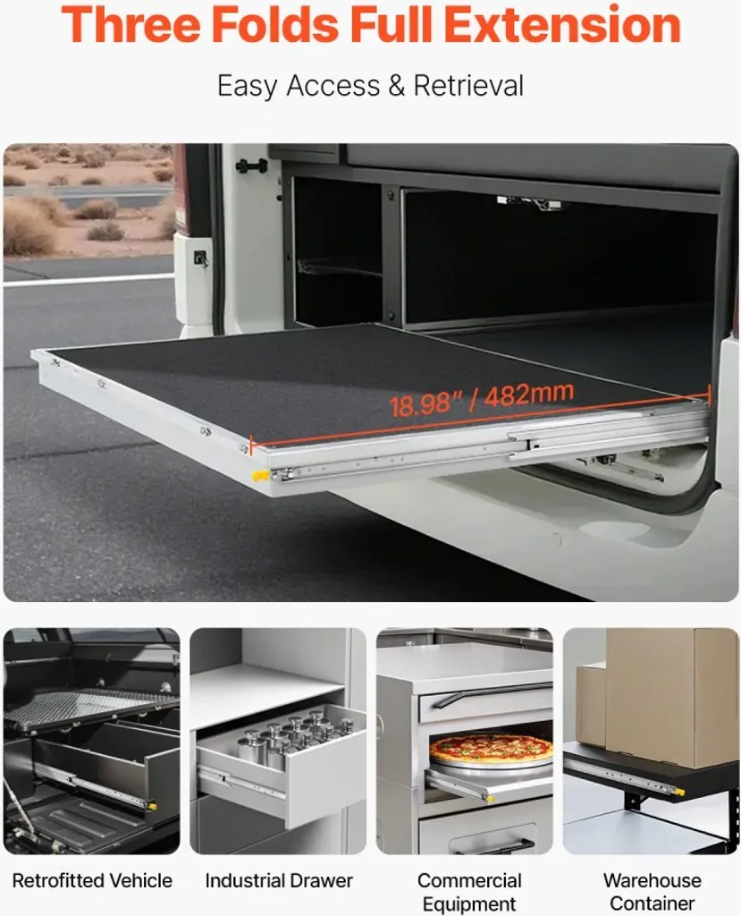 Guide de tiroir 450mm télescopique pour aménagement de placard sur mesure