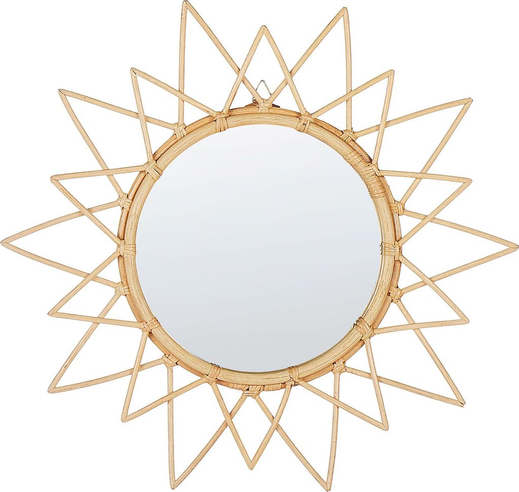 BELIANI Wandspiegel Natürlich Rattan 61 cm Rund Sonnenform Produktbild 