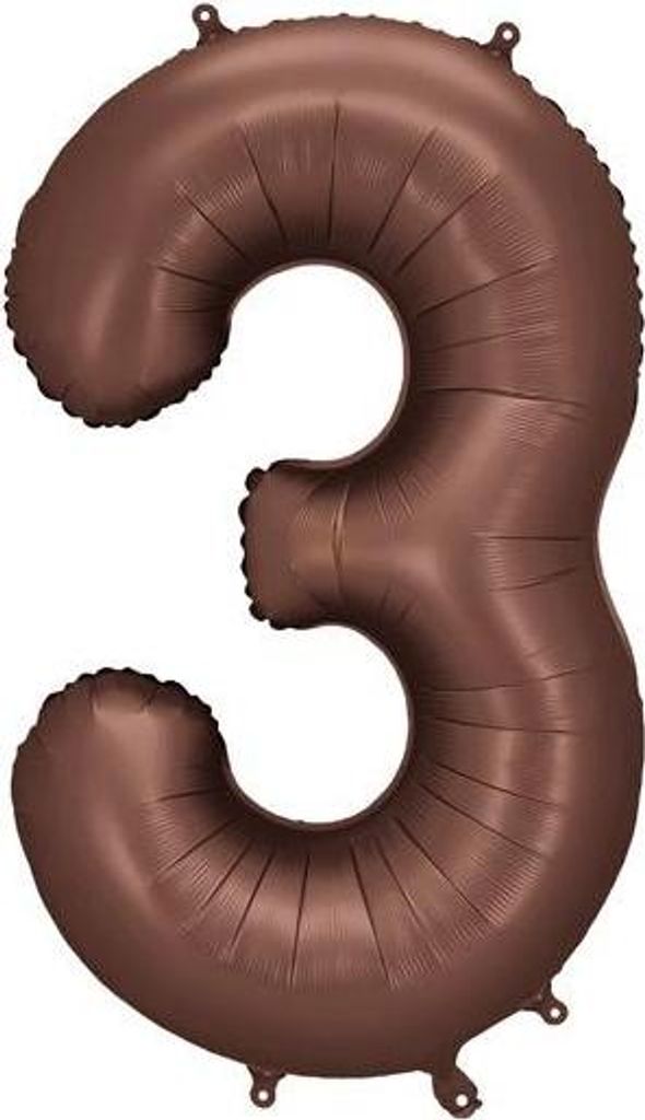 Fóliový balón číslo "3" - 86 cm, mocca, hnedý, satén Obrázok produktu 