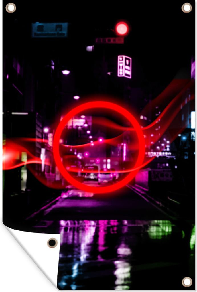 MuchoWow 40x60 cm Outdoor-Poster Gartendeko Sichtschutz Garten Poster für den Garten Spiele - Neon - Rot - Spiel - Spiele