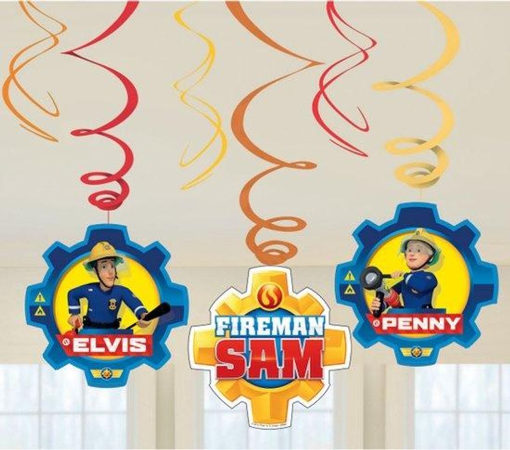 AMSCAN - 6 hangversieringen Brandweerman Sam Productafbeelding 