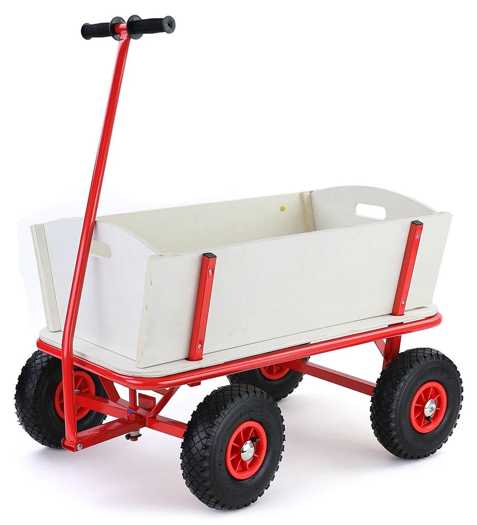 Bollerwagen Holz Handwagen Transportwagen Transportkarre 150kg Rot Top Qualität! – Produktansicht