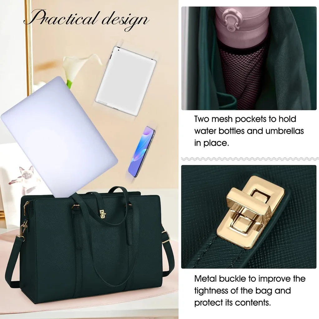 Borsa Tote Per Computer Portatile Donna Queenoris - Grande Capacità, Impermeabile, Con Ornamento Farfalla, Adatta A 15.6 Pollici, Per Lavoro E Viaggi - 4