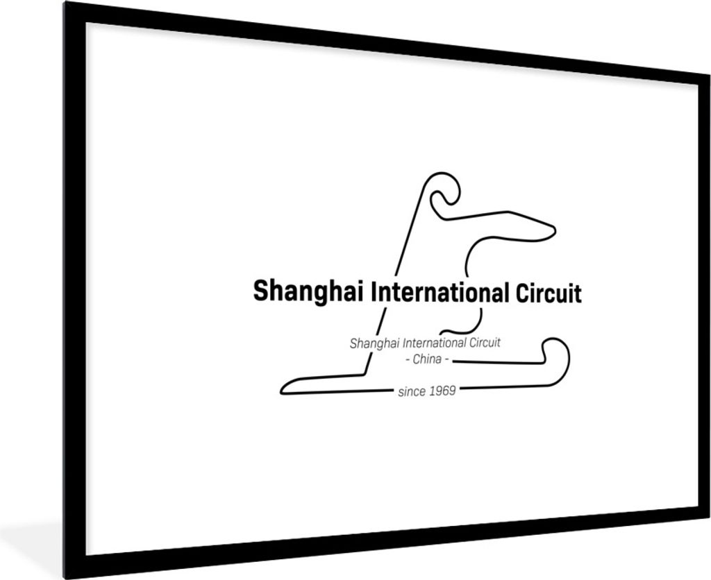 MuchoWow Gerahmtes Poster China - Formel 1 - Rennstrecke 90x60 cm - Poster mit Schwarzem Bilderrahmen Wandposter Rahmen Foto Bilder - Wanddekorat...