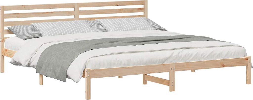 Bettrahmen mit Kopfteil Braun 200 x 220 cm Massives Kiefernholz