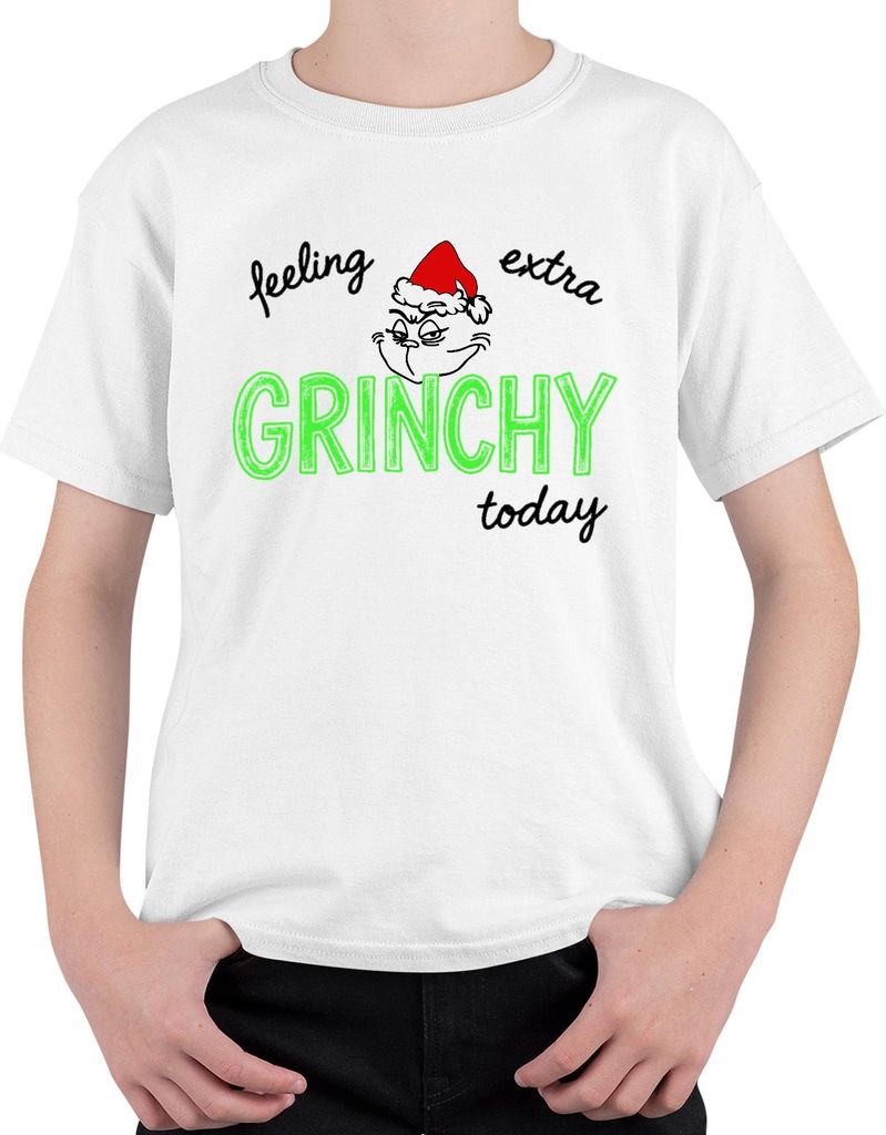 feeling extra GRINCHY today Weihnachten Grinch lustig sarkastisch Uni Kinder T-Shirt, Weiß, 128