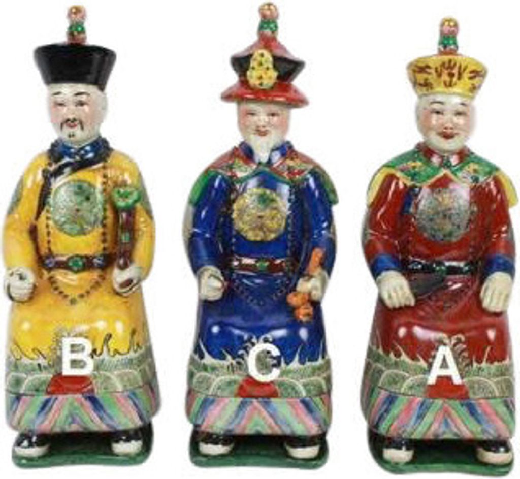 Fine Asianliving Chinesischer Kaiser Porzellanfigur Drei Generationen Qing Dynastie Statuen Set/3