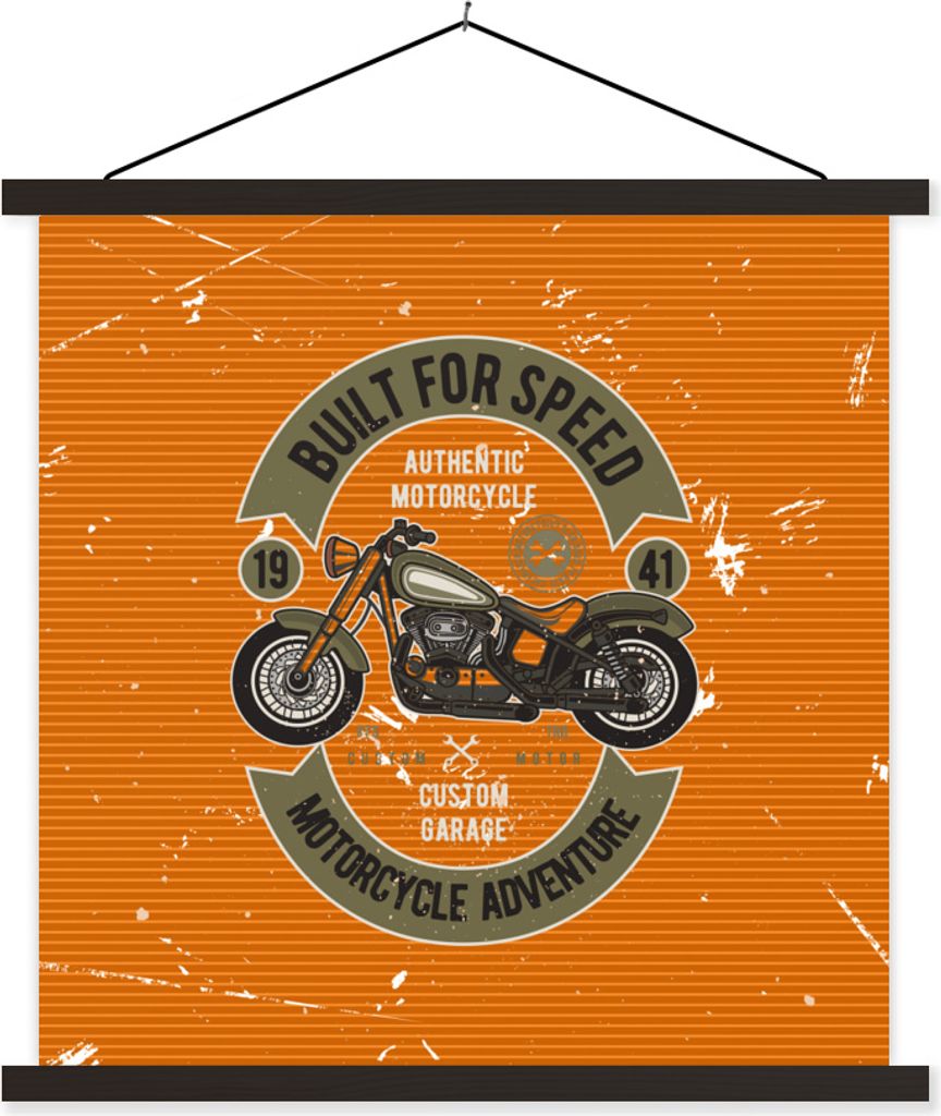 MuchoWow Textilposter Vintage - Motor - Orange 60x60 cm mit schwarzem Rahmen - Posteraufhänger