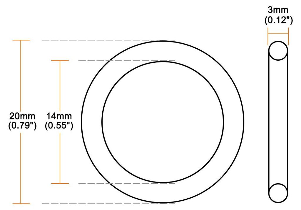 10Stk Silikon O-Ring VMQ Versiegelung Dichtring 20mm AD 14mm ID 3mm Breite Wei?