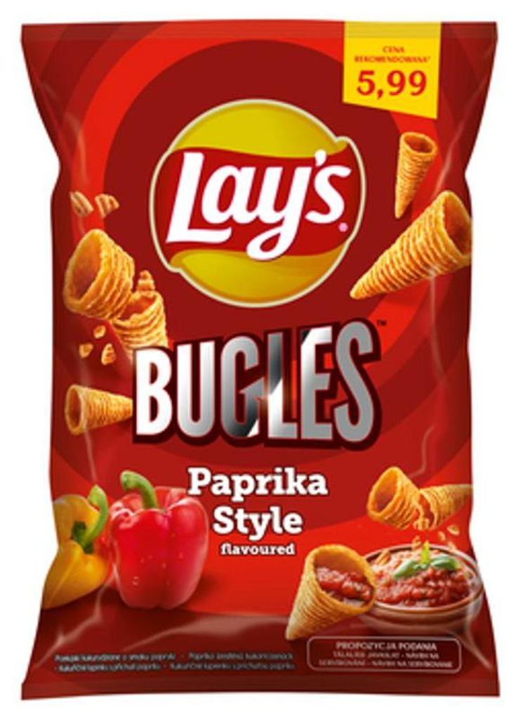 Lay's Bugles kukuřičné chipsy s příchutí papriky 75 g Obrázek produktu 