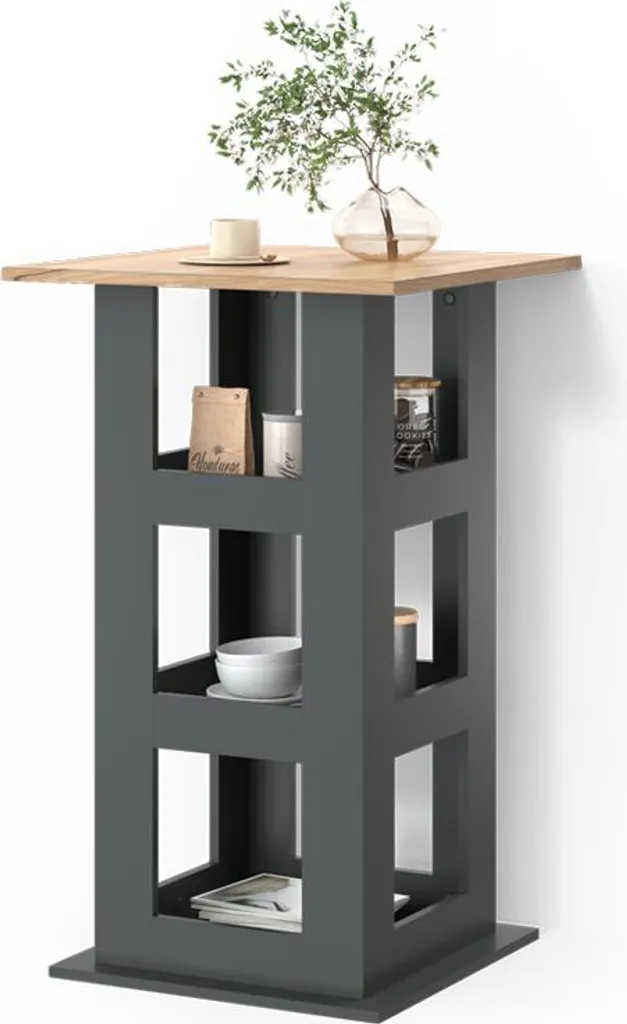 Tavolo Alto Regusa Livinity 65x65 Quercia Dorata e Antracite Loft Style