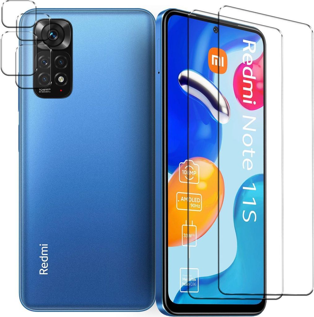 4in1 Conie Schutzfolien Set für Xiaomi Redmi Note 11S Glasfolie Displayschutz Kamera Schutz Folie Panzer Glas Schutzfolie
