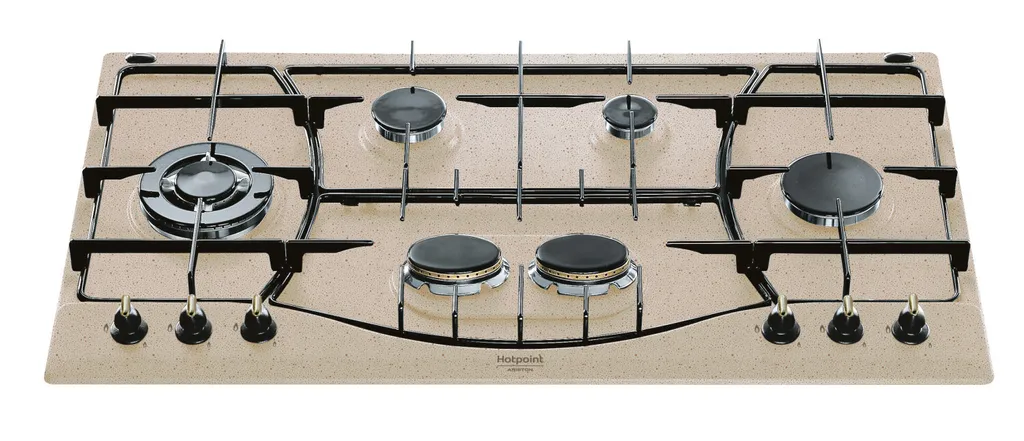 Plaque de cuisson gaz 6 brûleurs Hotpoint PHN 960MST coloris Avoine
