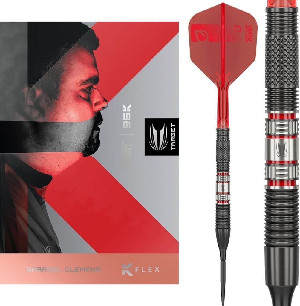 Target Darts Gabriel Clemens 95K Steel Tip Swiss Point Darts, 95% Wolfram Darts mit K-Flex Flights, 21G