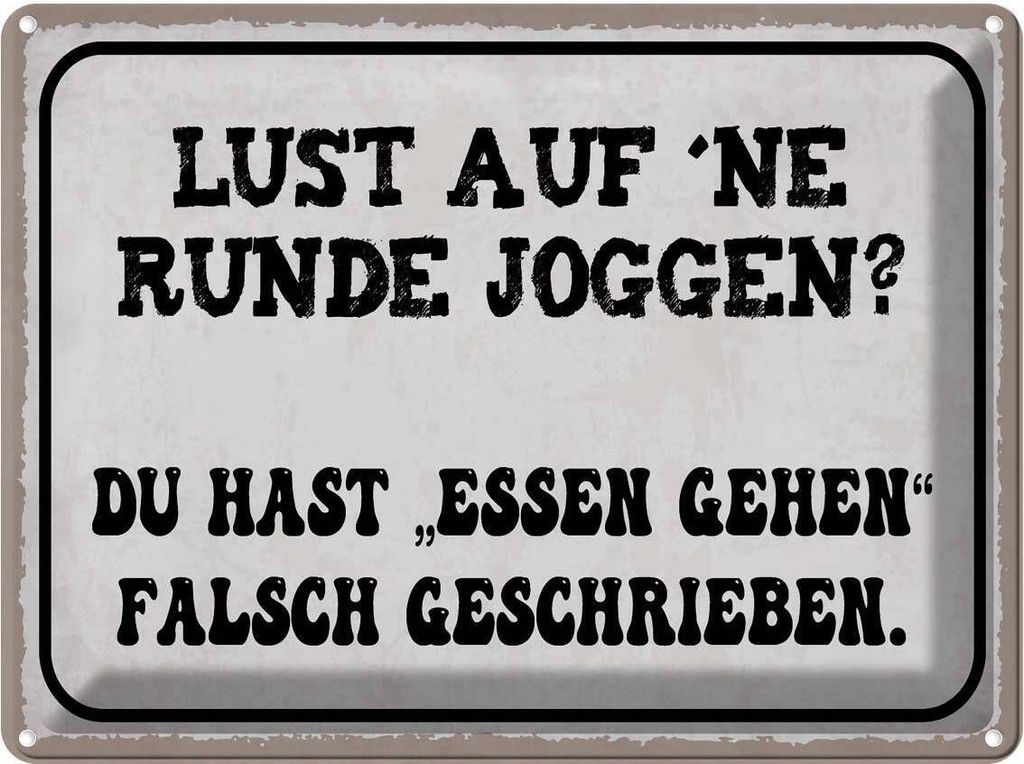 vianmo Blechschild 30x40 cm Lust Runde Joggen essen gehen Trinken