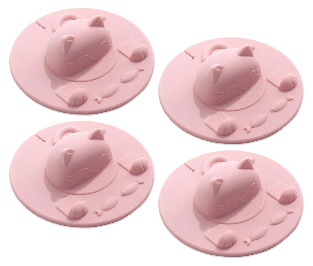 Silikondeckel in Katzenform für Heißgetränke, hitzebeständig, rutschfest, mit Teebeutelschlitz, mikrowellen- und spülmaschinenfest