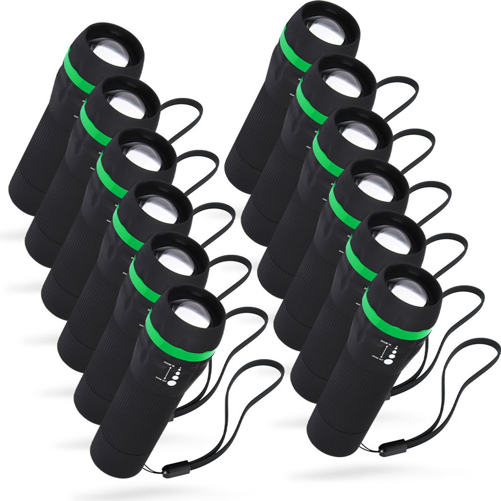 ABSINA 12x LED Taschenlampe Kinder klein & hell - Mini Handlampe mit 60 Lumen & 110m Leuchtweite - Kinder Taschenlampe