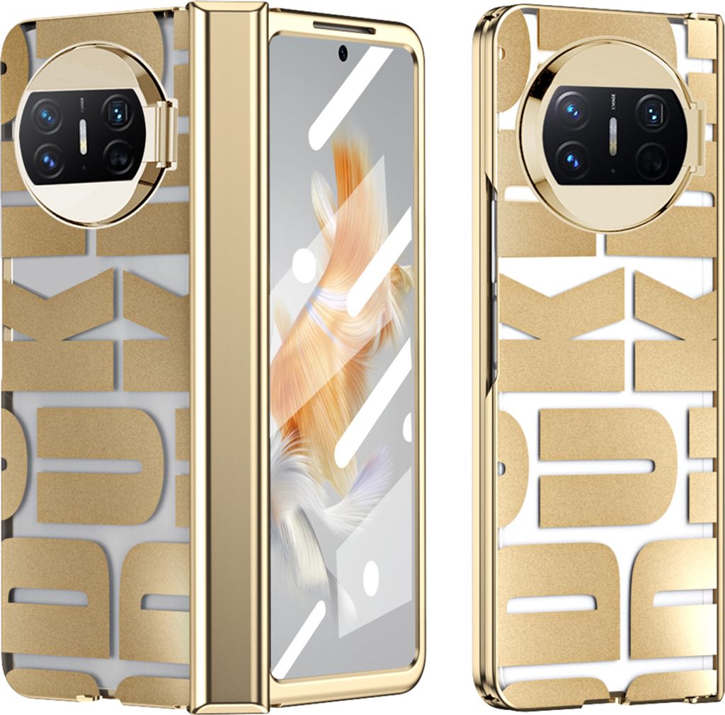 Hülle für Huawei Mate X3 Hülle mit Displayschutz und Scharnierschutz, Galvanisierter Klar Schutzhülle Gold