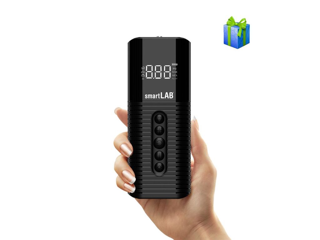 smartLAB pump2 elektrische (KEIN AKKU) Luftpumpe für Auto & Fahrrad 150 PSI | Schneller Pumpen mit Kompressor I Digitale Fahrradluftpumpe alle Ven...