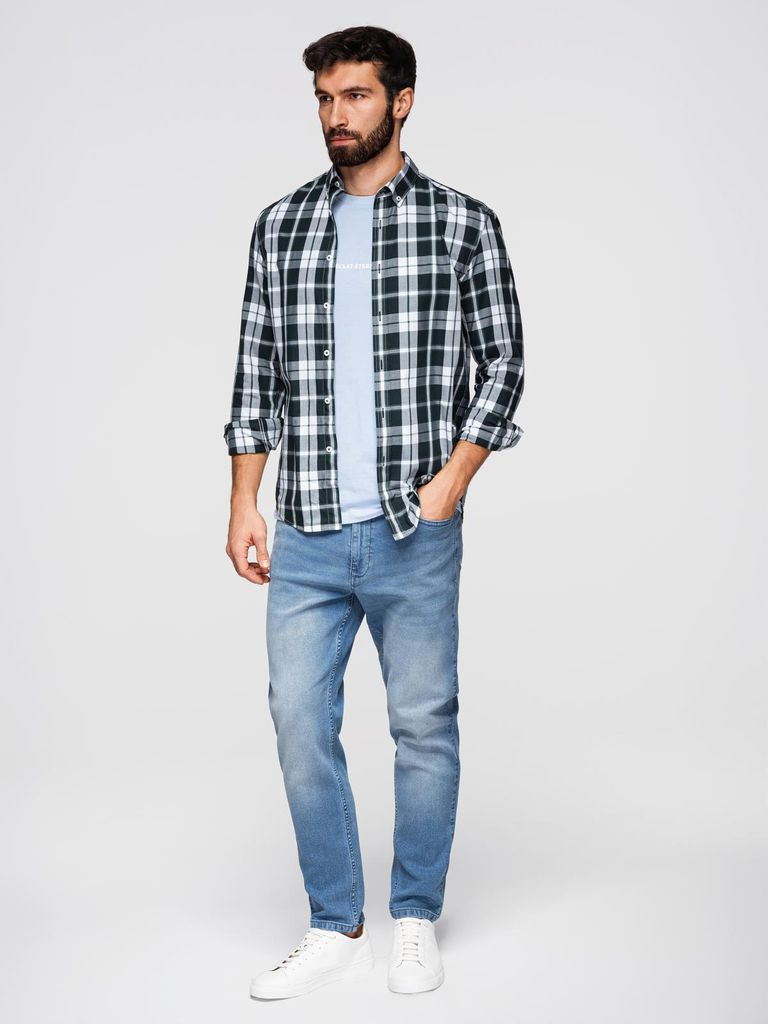 Herren-Carrot-Jeans mit abgetragenen Details - hellblau L