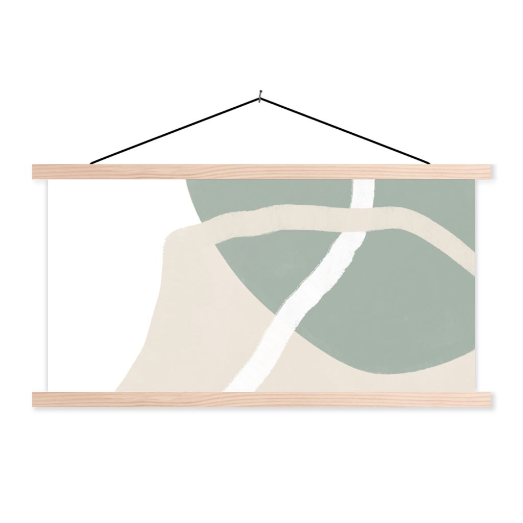 MuchoWow Textilposter Minimalismus - Pastell - Gestaltung 120x60 cm mit holzfarbenen Rahmen - Klemmleiste
