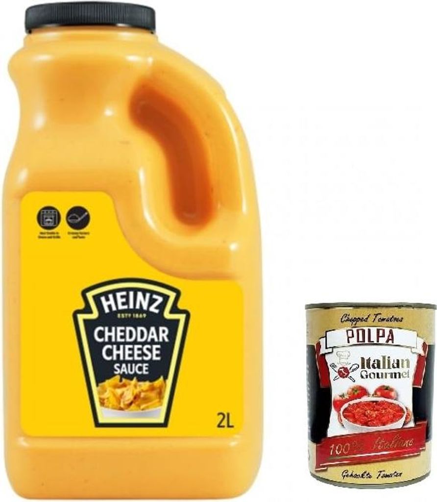 Italian Gourmet Cheddar Cheese Sauce – Cremige Cheddar-Käsesauce – Ideal für Nachos, Burger & Pommes – 1,98 kg+ Italian Gourmet Polpa