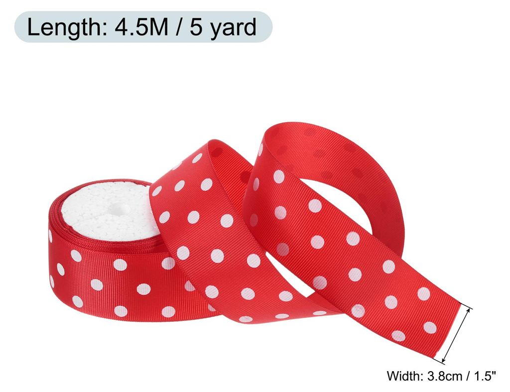 Grosgrain B?nder 5 Yards 3/2 Zoll Rot mit wei?en Punkten Band Schleife Dekoration fš¹r Basteln Verpackung Hochzeit DIY Handgemacht