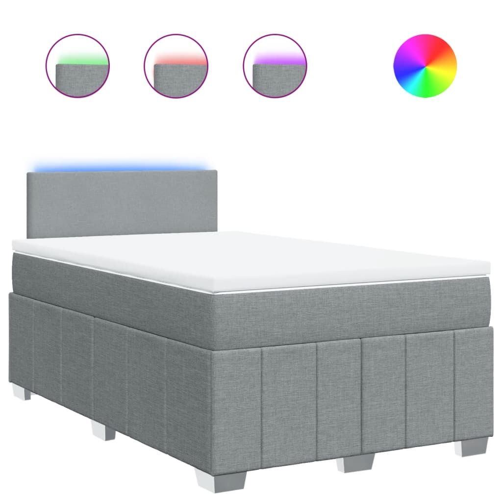 Boxspringbett mit Matratze Hellgrau 120x200 cm Stoff