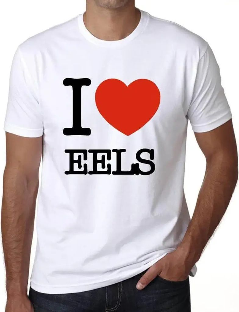 Herren Grafik T-Shirt Ich liebe Aale – I Love Eels – Öko-Verantwortlich Vintage Jahrgang Kurzarm Lustige Druck Geburtstag Geschenk Mann