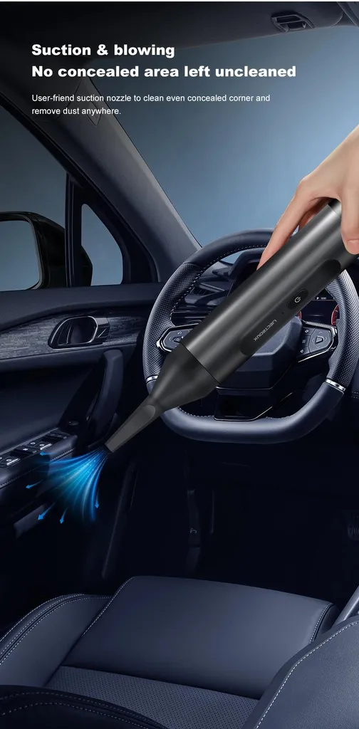 Aspirateur pour voiture 2-en-1 sans fil avec batterie en ABS gris foncé