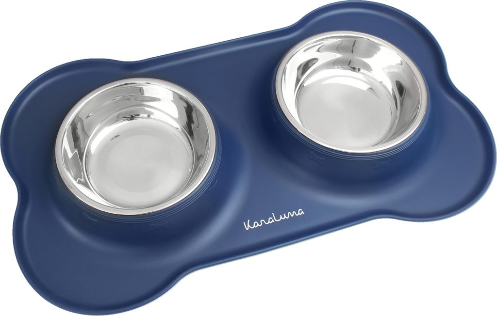 Silikon Napf mit Edelstahl Vorratsbehälter, 400ml, blau, Produktbild 