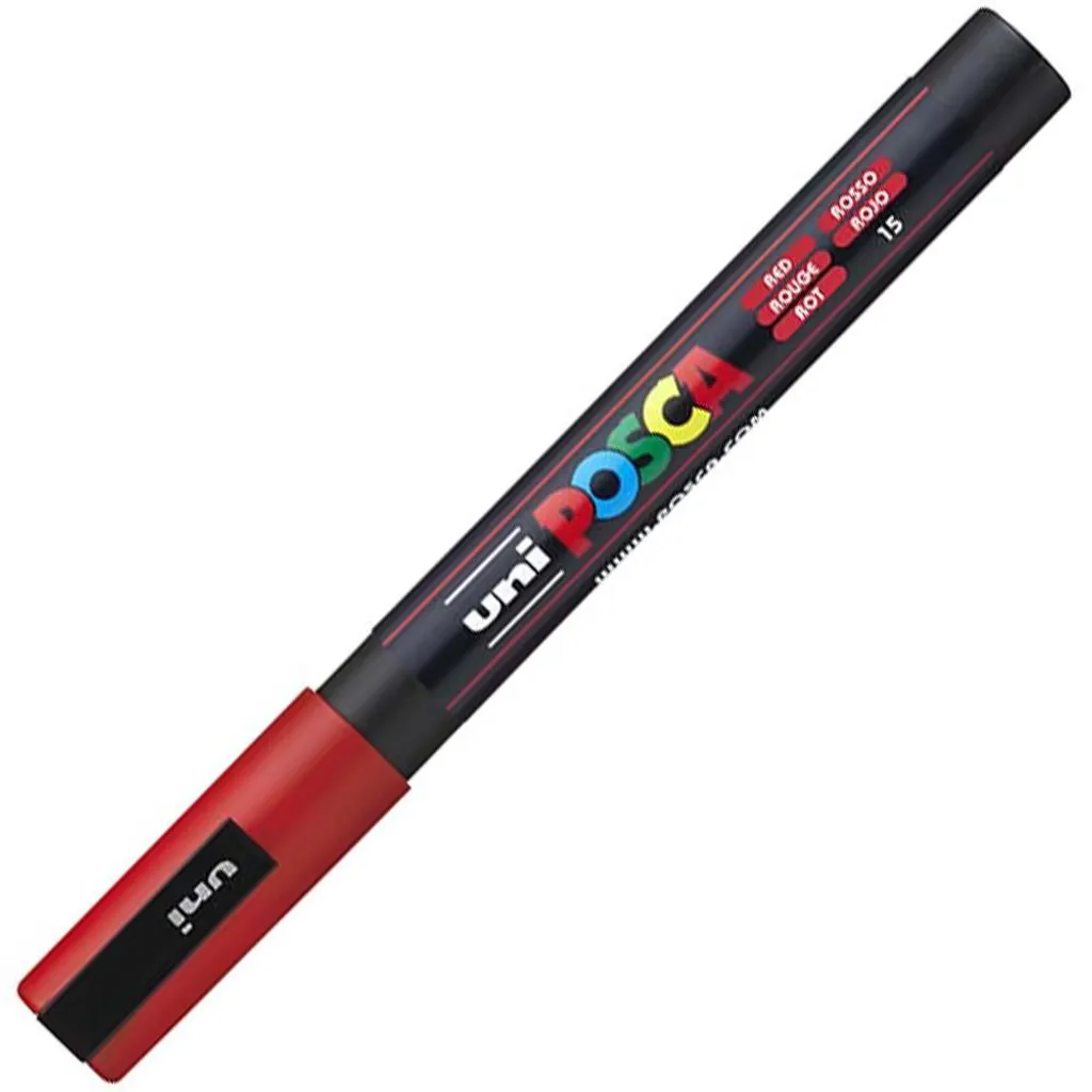 POSCA PC-3M Rouge Pointe Fine de 1,5 mm - Feutre Peinture à l'Eau Solo