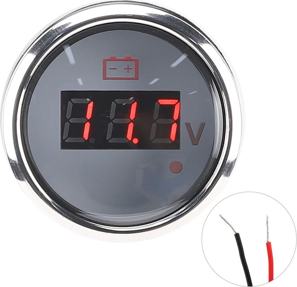 2in Batteriespannungsmesser LED Digitale Anzeige IP67 wasserdichte Smart Alarm Universal für Bootsautowhite