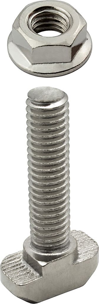 KLAK 30 - Edelstahl Hammerkopfschraube T-Schraube M6 25mm Nut 8 Aluprofil 30-er 10 Stück + Mutter