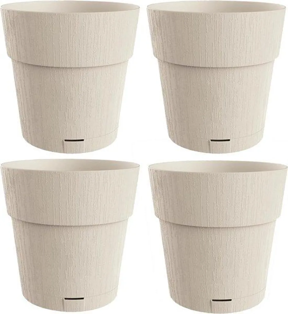 Kit 4 pots auto-arrosants 20 cm beige durable en plastique recyclé robuste