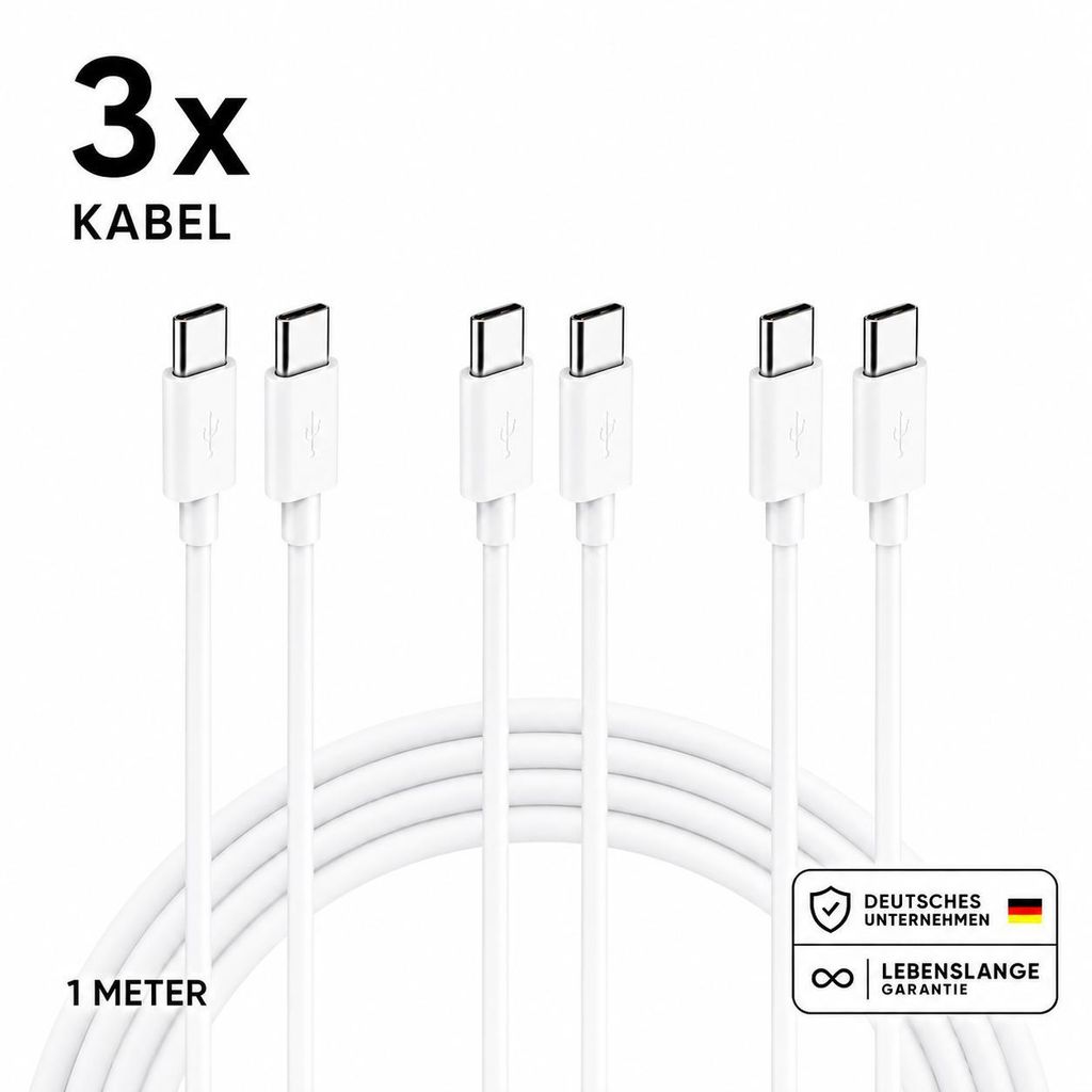 USB-C Schnellladekabel 1M/2M - USB-A zu USB-C oder Typ-C zu Typ-C – Typ-C zu Typ-C 1 Meter / 3 Stück