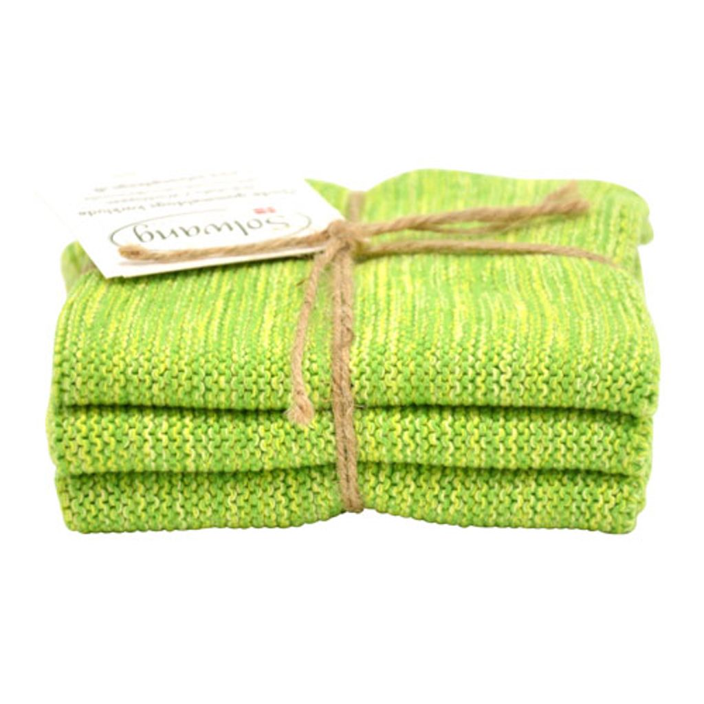 Solwang Wischtuch GRÜN MELIERT gestrickt 3er Set Spültuch Wischlappen Küchentuch