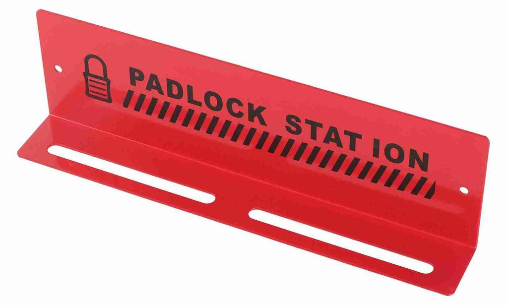 Lockout-Tagout-Station: Rote Stahl-Wandhalterung mit Alarmfunktion und Vorhängeschlossstation für den Arbeitsplatz des Managements