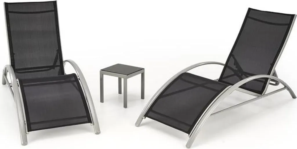 Ensemble EMBOLO 2 chaises longues et table basse pour jardin et terrasse
