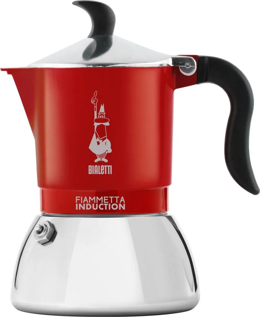 Bialetti Fiammetta Induction, moka, 0,1 l, rosso, acciaio inox, alluminio, acciaio, 2 tazze, poliammide