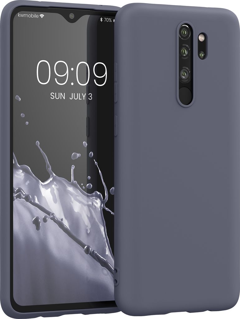 kwmobile Hülle kompatibel mit Xiaomi Redmi Note 8 Pro Hülle - weiches TPU Silikon Case - Cover geeignet für kabelloses Laden - Blaugrau