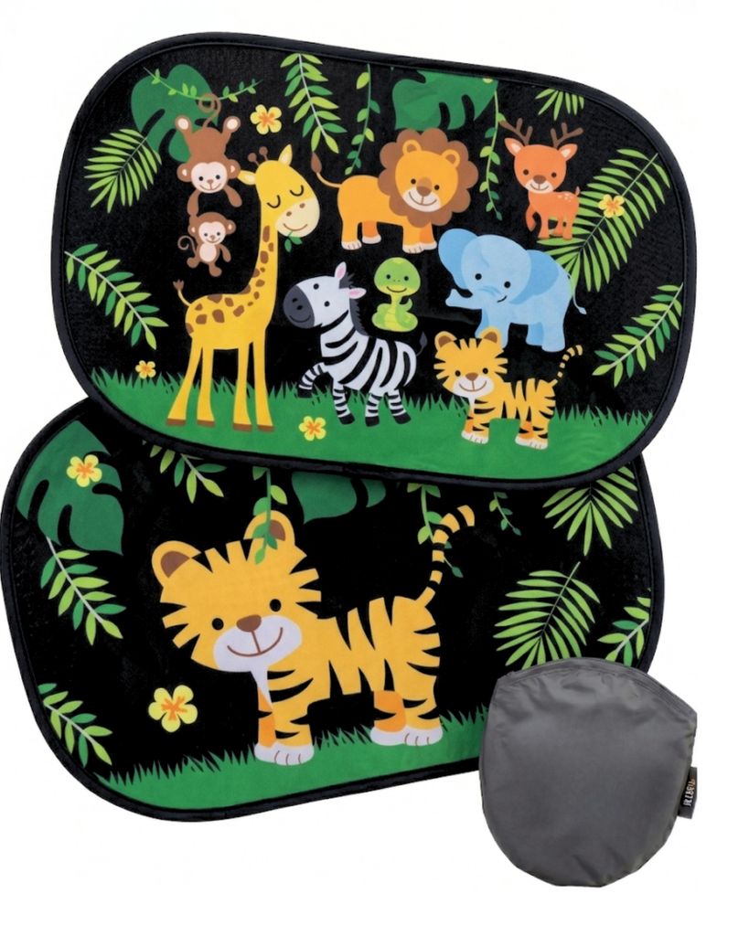 2X HECKBO Auto Sonnenblenden Kinder Dschungel Motiv mit 8 Produktbild 