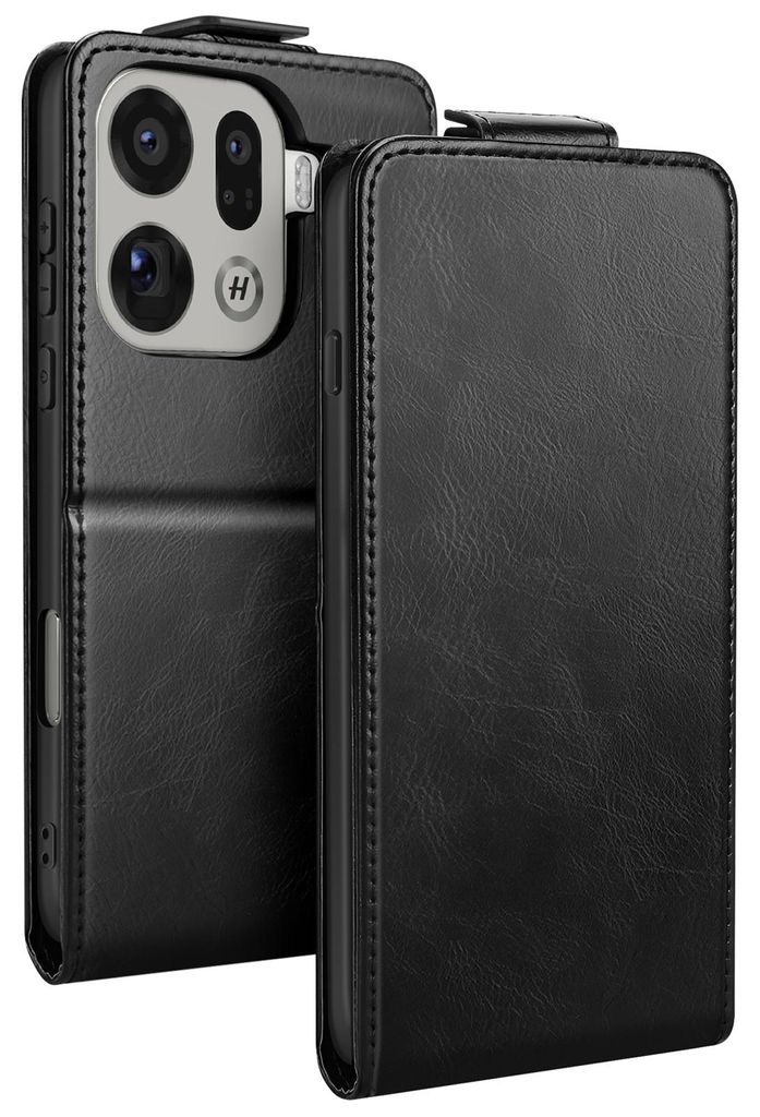Avizar, Vertikales Etui mit Kartenfach und Stand für Oppo Find X9 Pro, Schwarz