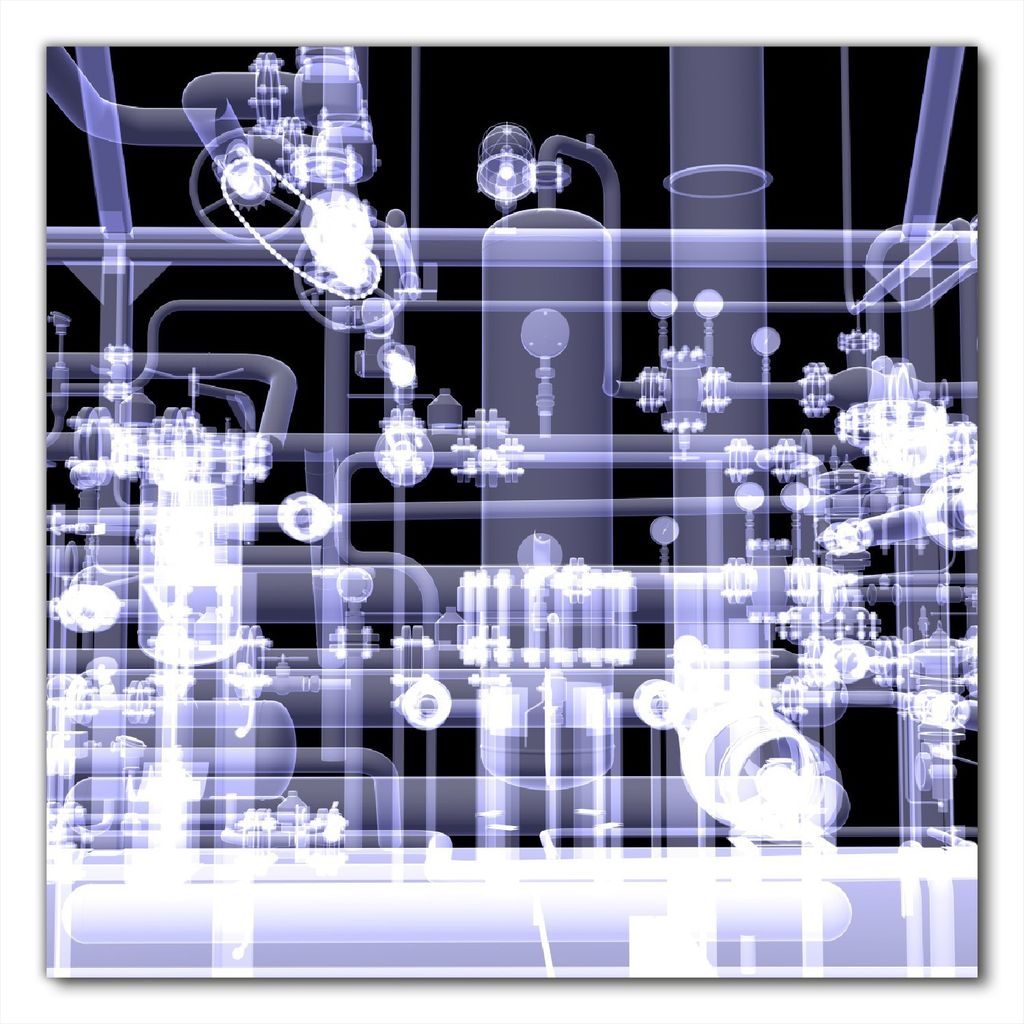 Wallario selbstklebende Möbelfolie/ Tischdecke für Innen und Außen, Größe: 100 x 100 cm - Transparente Maschine unter Röntgen mit Zahnrädern...