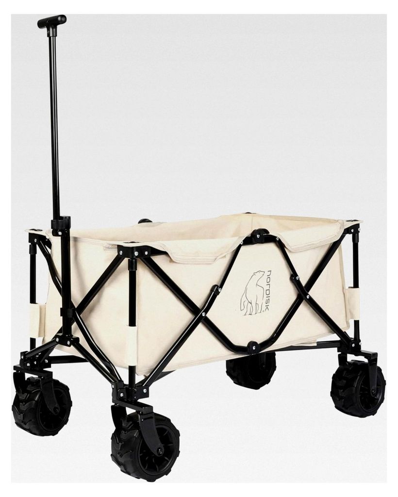 Bollerwagen aus Baumwoll-Canvas/faltbar und belastbar/Outdoor & Camping/100 kg Tragkraft/große Kunststoffräder