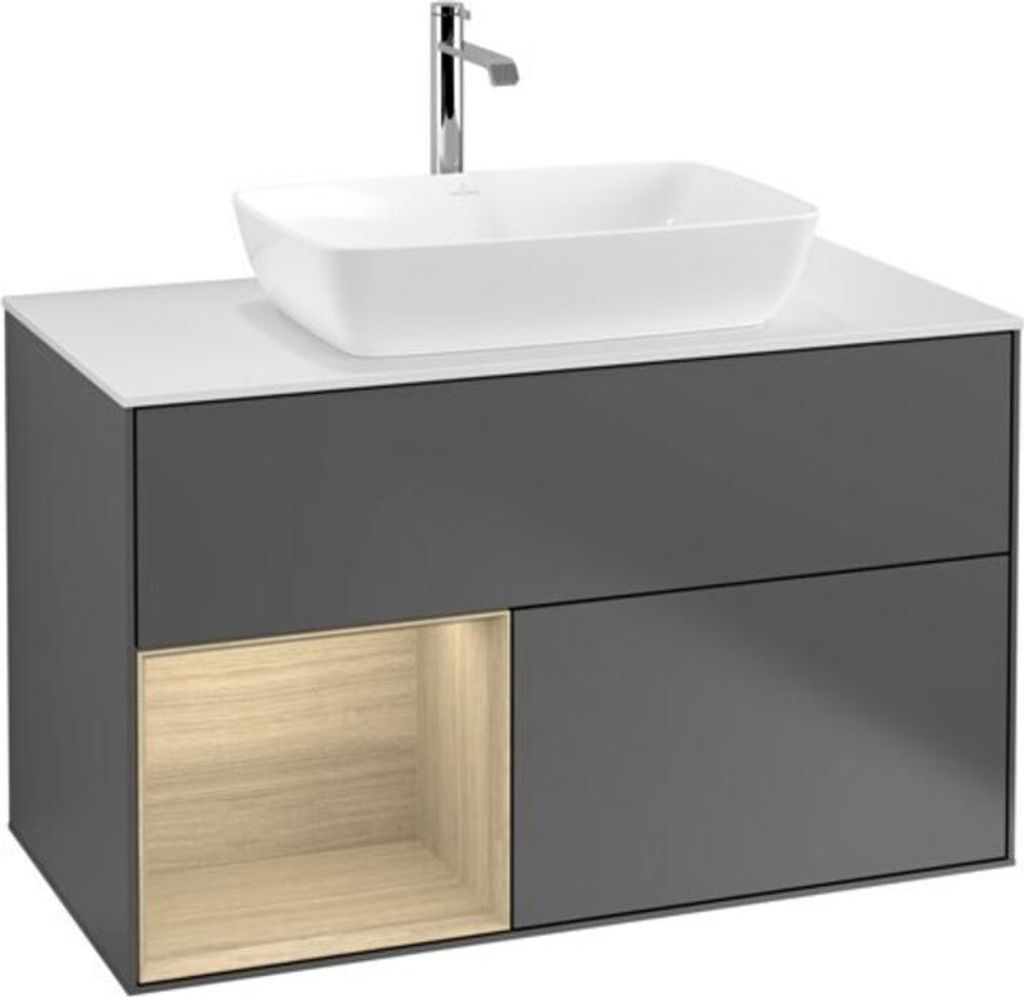 V&B Waschtischunterschrank Wandbeleuchtung Finion 100, Pl wh. m, Reg Oa ven, Anthrac. m