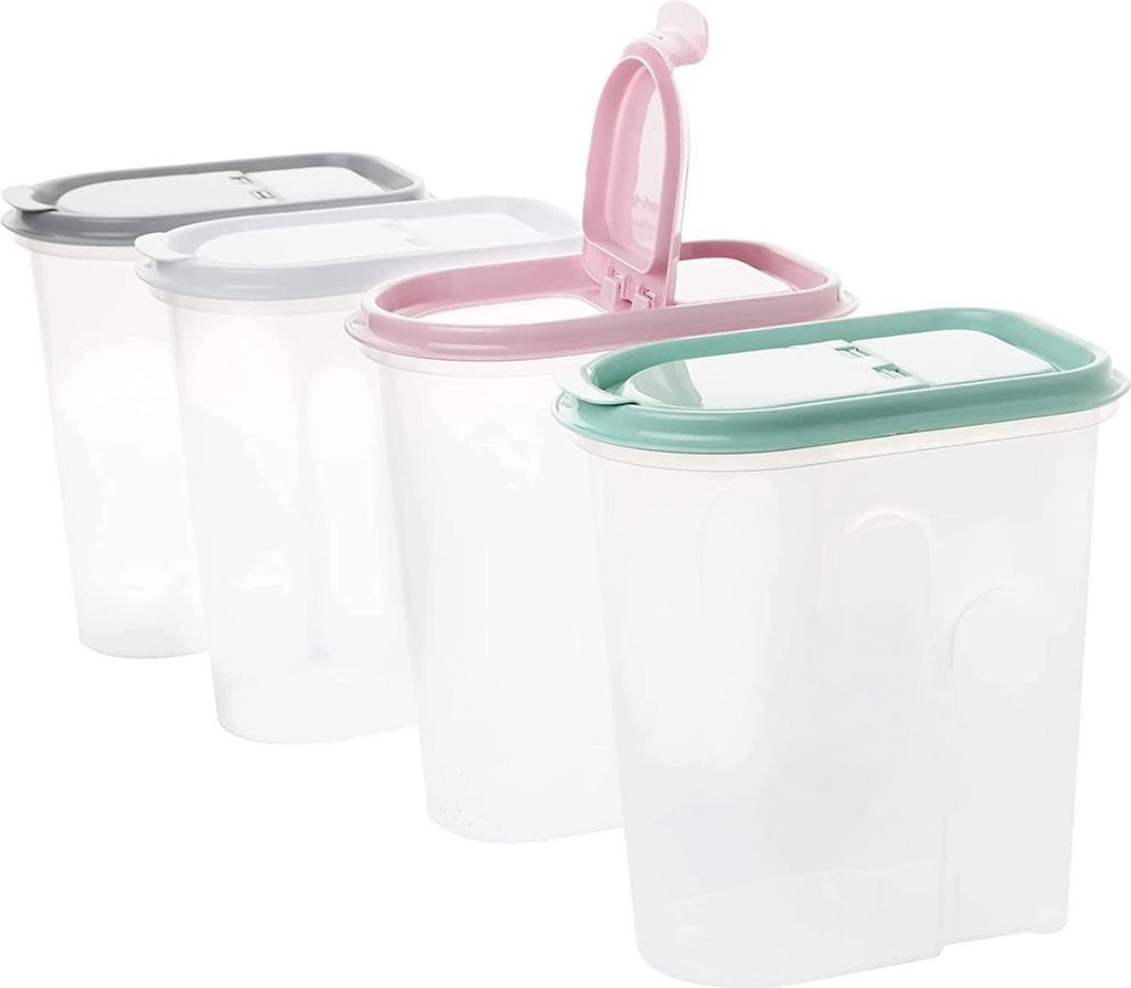 Vorratsdosen 4er Set Mix 5L, Schüttdosen, transparent mit Klappdeckeln