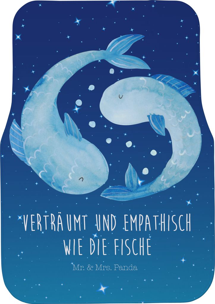Mr. & Mrs. Panda Autoteppich Sternzeichen Fische - Sternenhimmel Blau - Geschenk, Automatte, Sternbild, Geburtstag März, Fußmatte Fürs Auto, Uni...