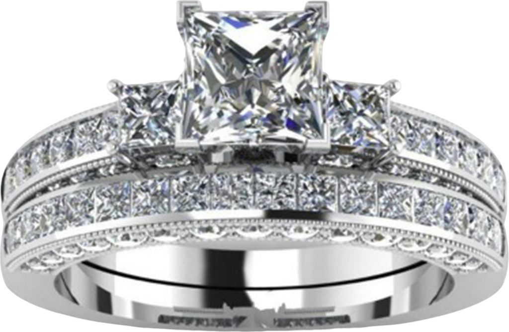 1/2Pcs Mode Ring Trendy Schöne Zarte Feine Verarbeitung Exquisite Dekorieren Legierung Zirkon Strass Paar Ring Schmuck Zubehör-Womens US 6