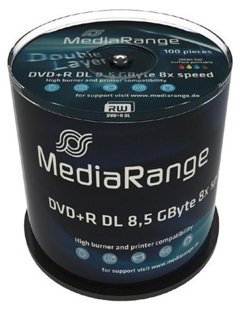 MediaRange MR471 MediaRange DVD+R 8.5GB 100pcs 8x Double Immagine del prodotto 